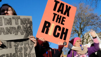Tax the rich, wealth tax demonstration public