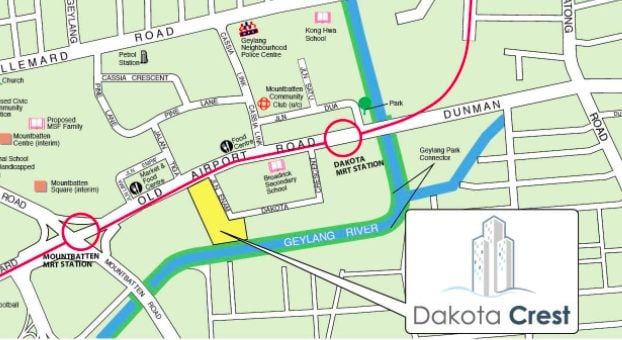 Feb 2022 HDB BTO Geylang Dakota Crest map
