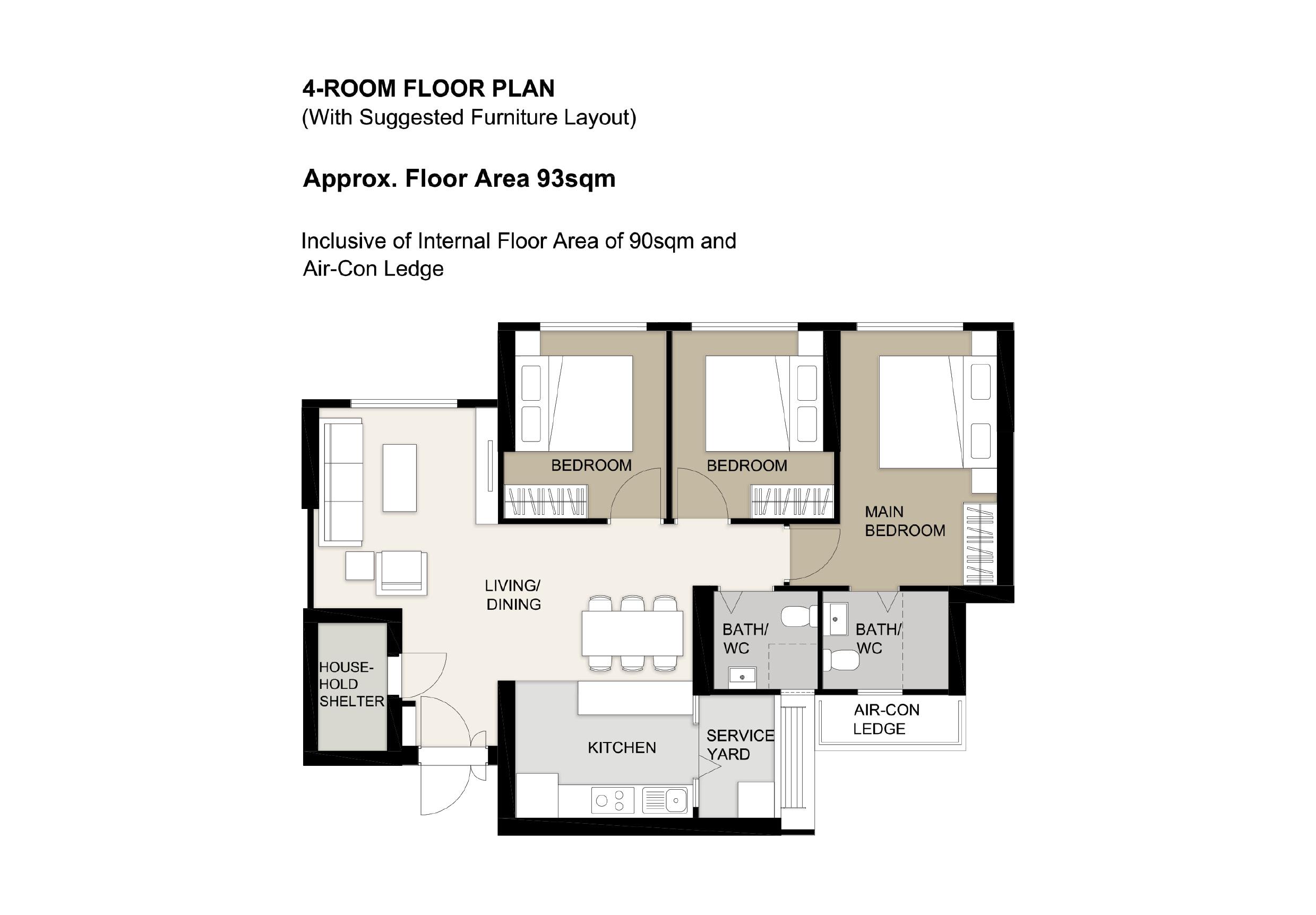 Dakota Crest floor plan for 4-room flat