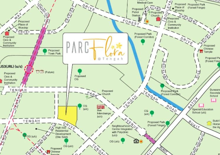 Feb 2022 HDB BTO Parc Flora @ Tengah map