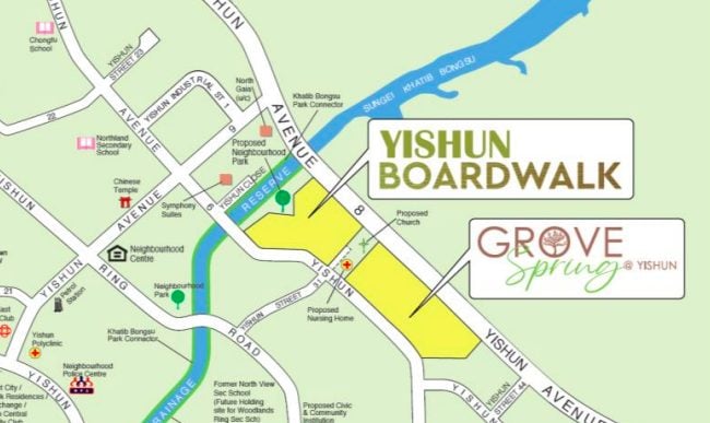 Feb 2022 HDB BTO Yishun Grove Spring and Yishun Boardwalk map