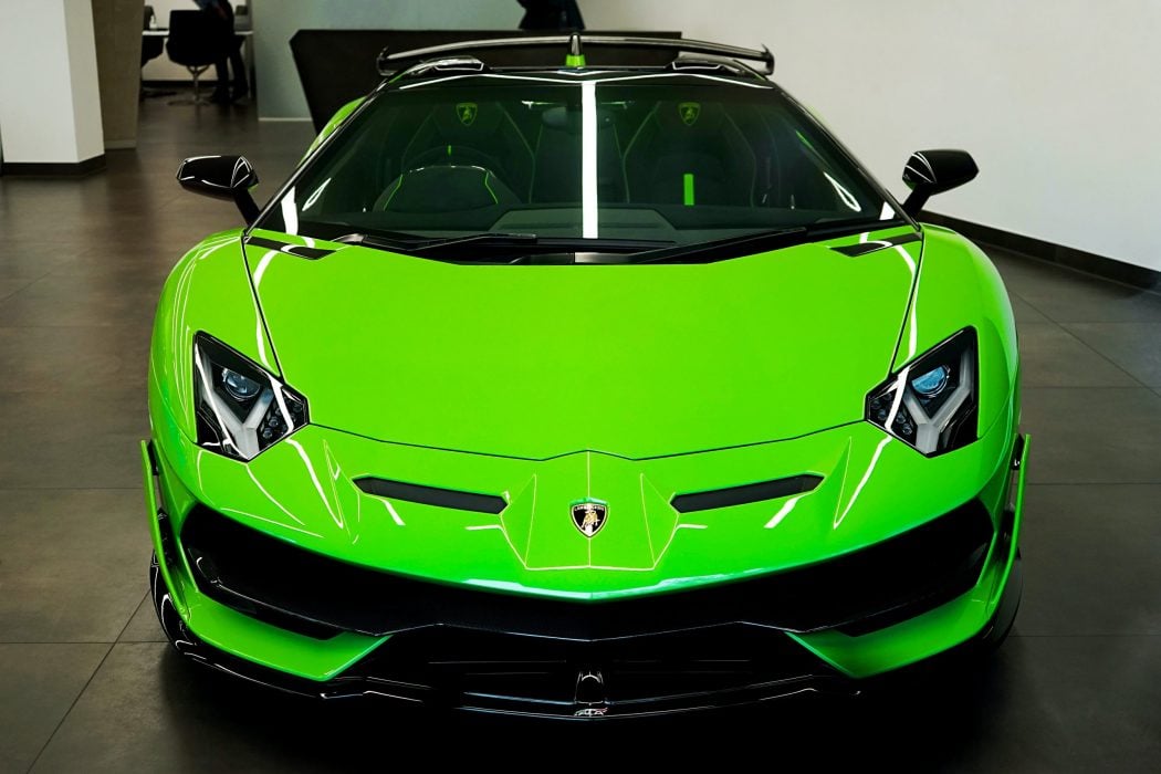 Lamborghini green showroom