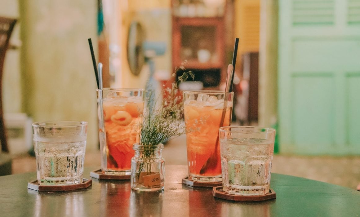 A set of cocktails at home.