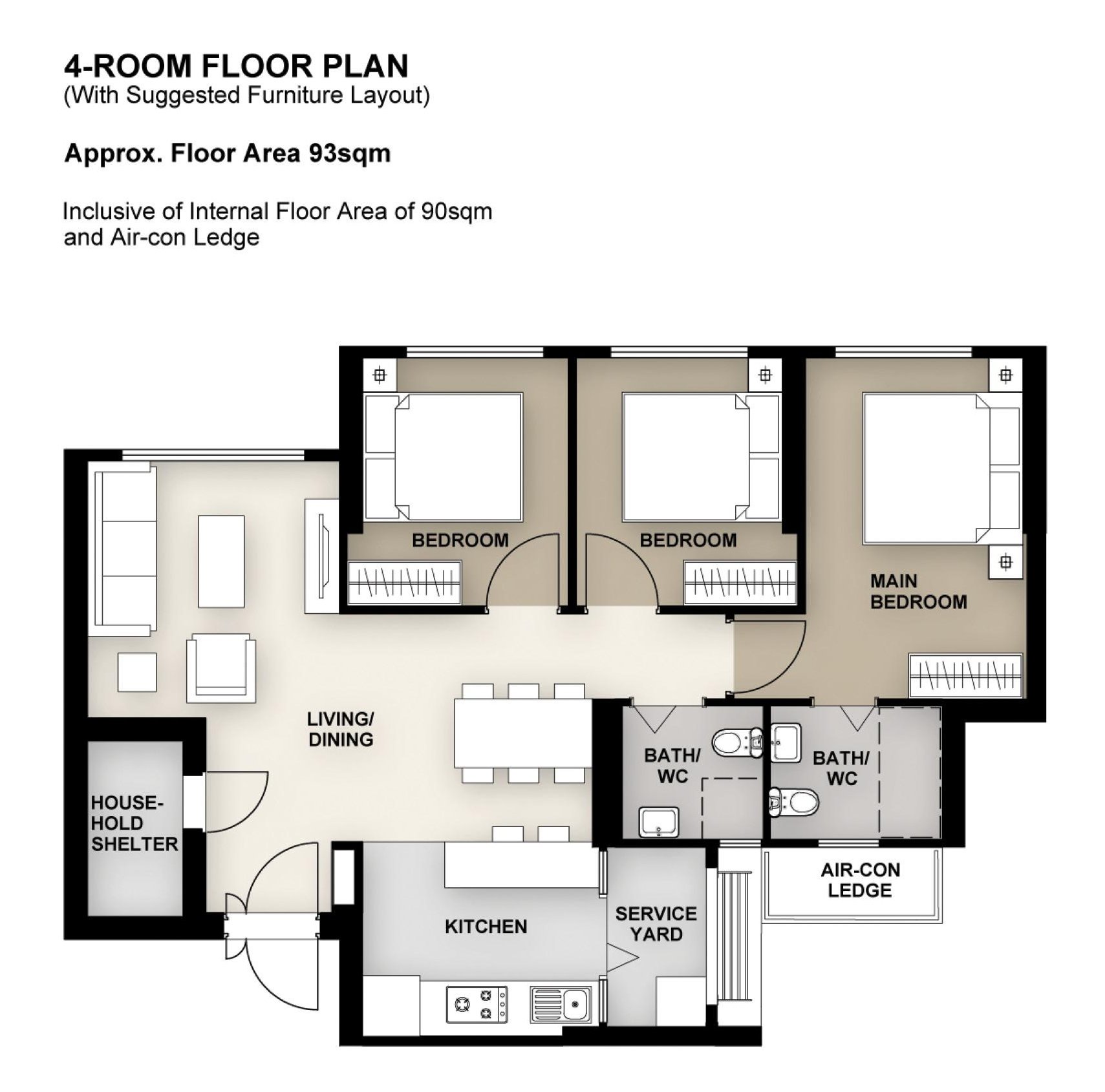 Toa Payoh Kim Keat Heights floor plan for 4-room flat