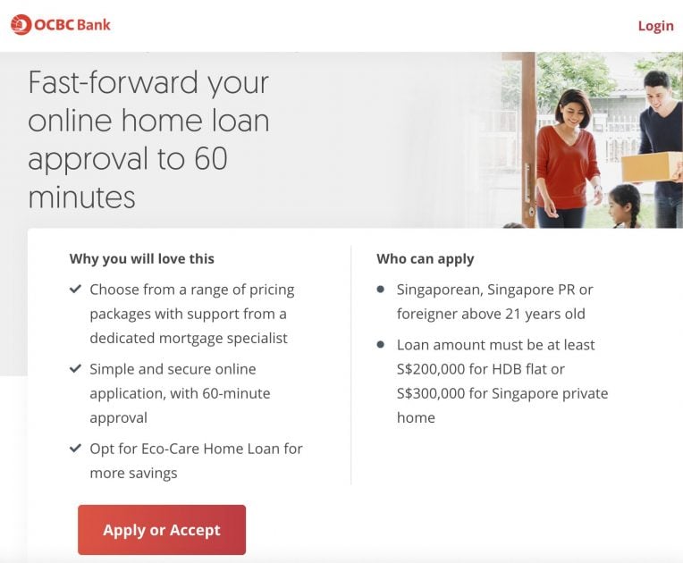 OCBC Home Loan website screenshot