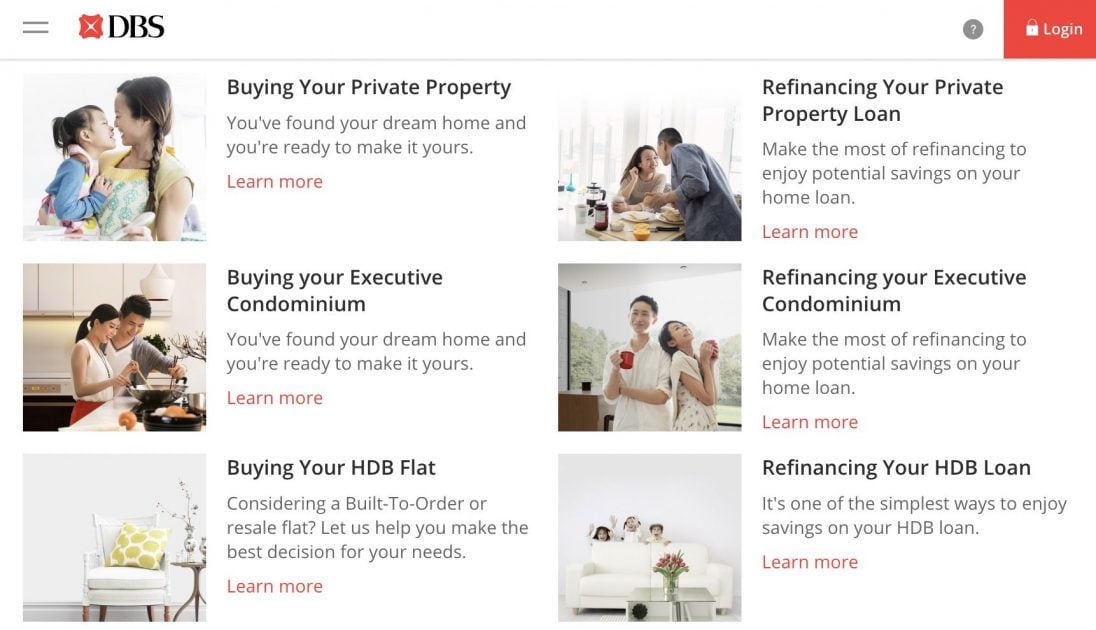 DBS Home Loan screenshot website