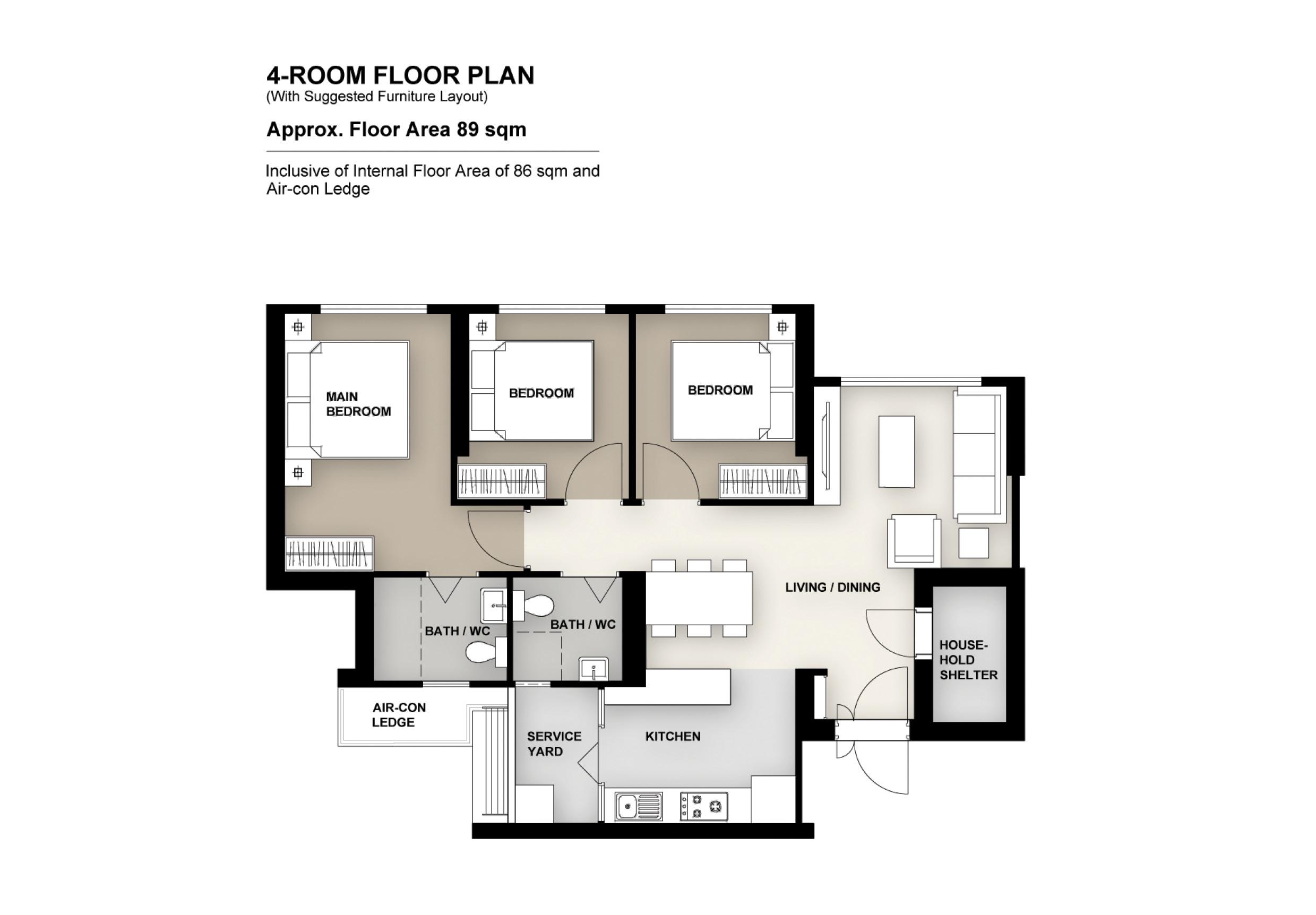 Ghim Moh Ascent floor plan for 4-room flat