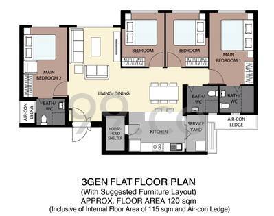 3Gen flat floor plan of Canberra Vista