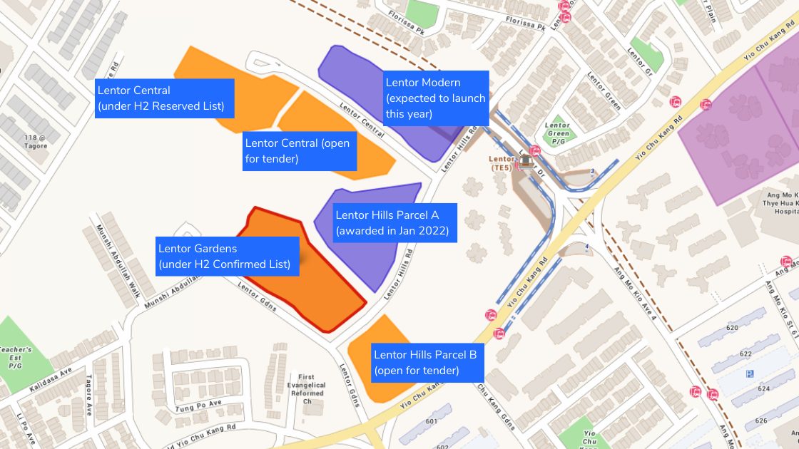 URA master plan of the new condo sites at Lentor