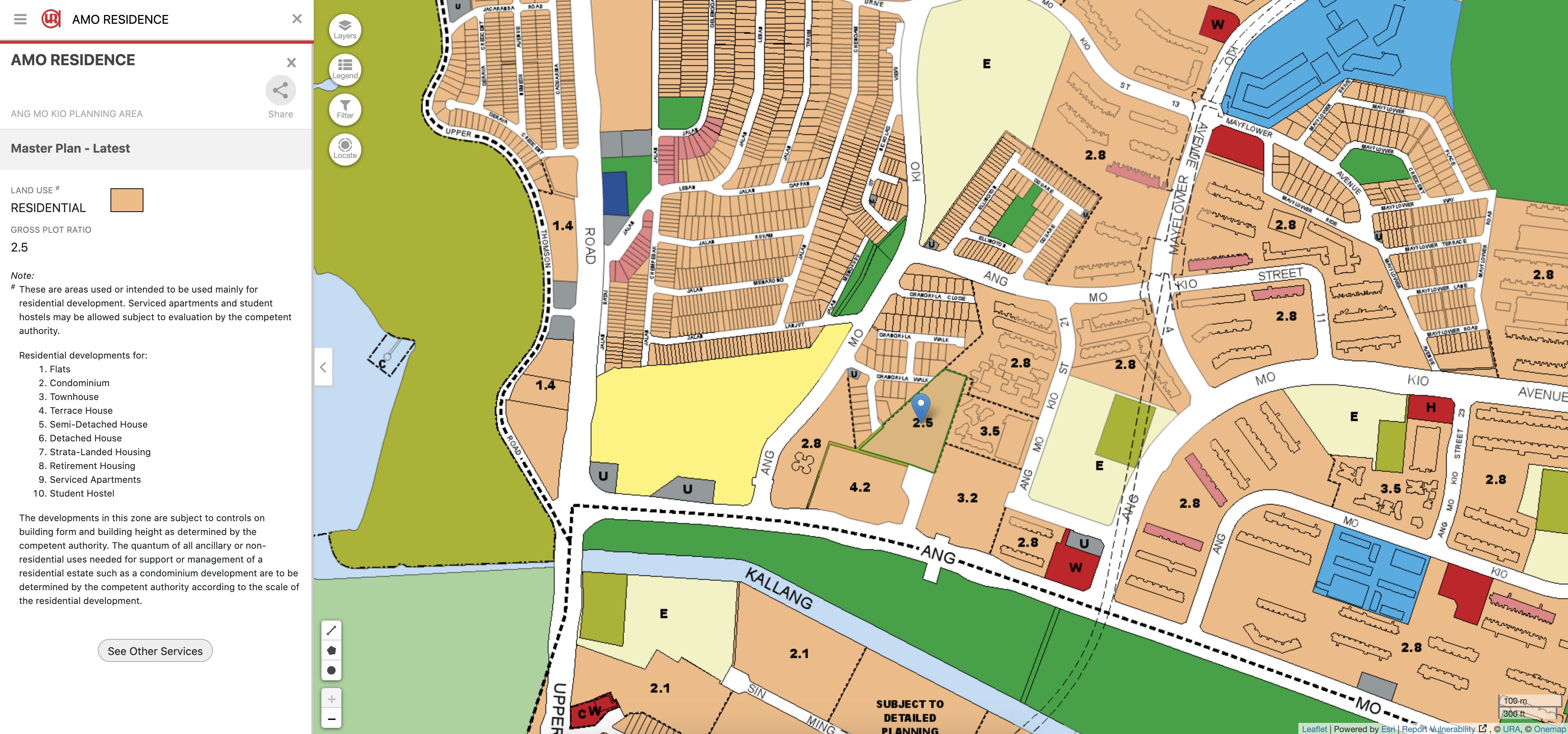 URA Masterplan of the area around the developer new launch: Amo Residence