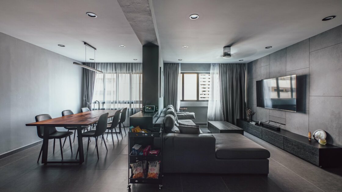 Dining and living room of Nigel and Charlene's flat