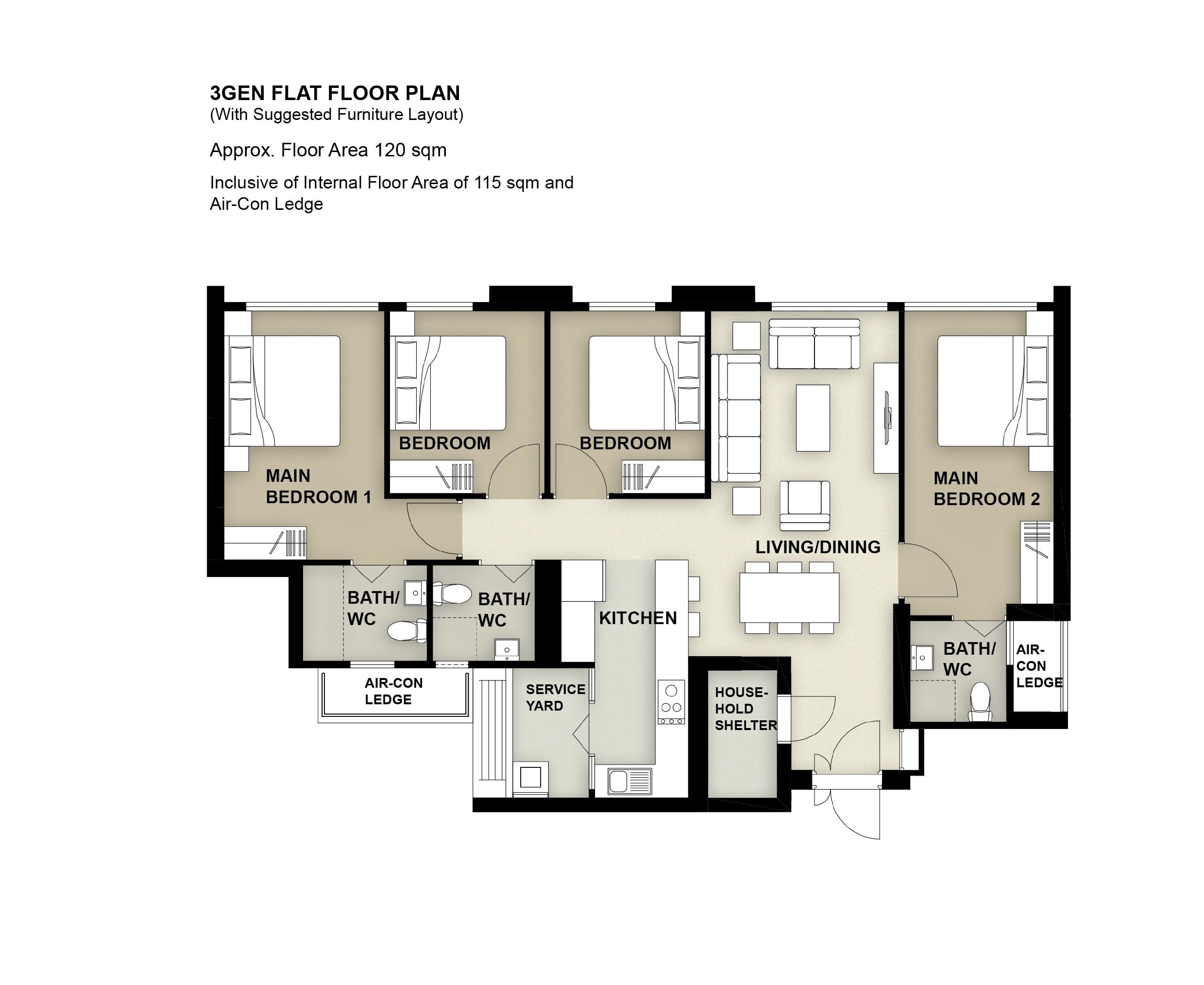 Central Weave @ AMK BTO floor plan for 3Gen flat