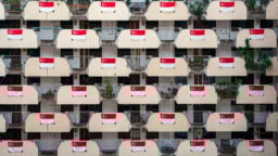 HDB block with Singapore flags during NationaL Day period
