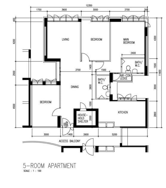 Jurong West St 61 5-room floorplan