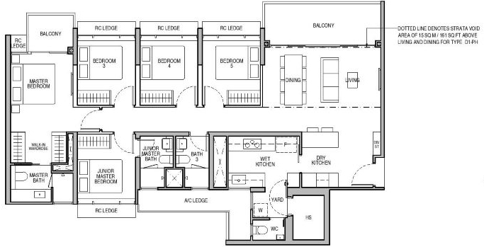 D1 PH Penthouse unit floorplan at Copen Grand