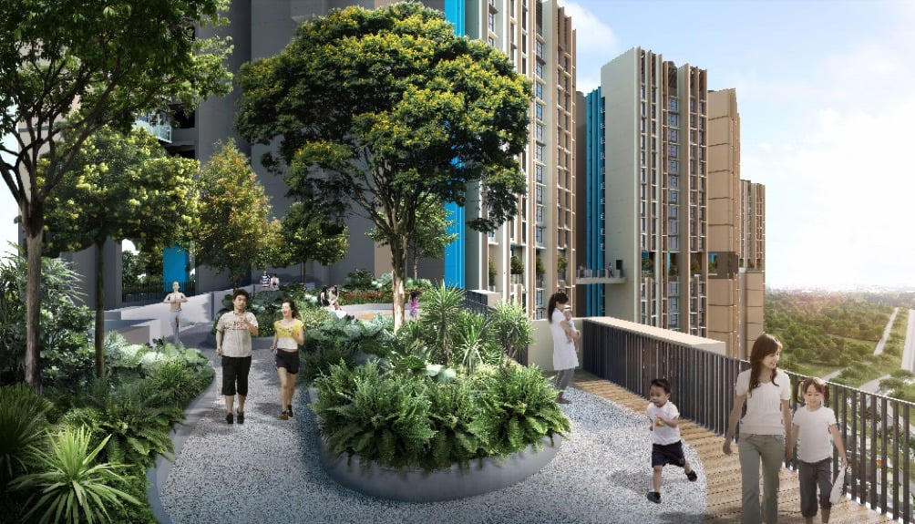 Artist's impression of jogging track at Ulu Pandan BTO Nov 2022