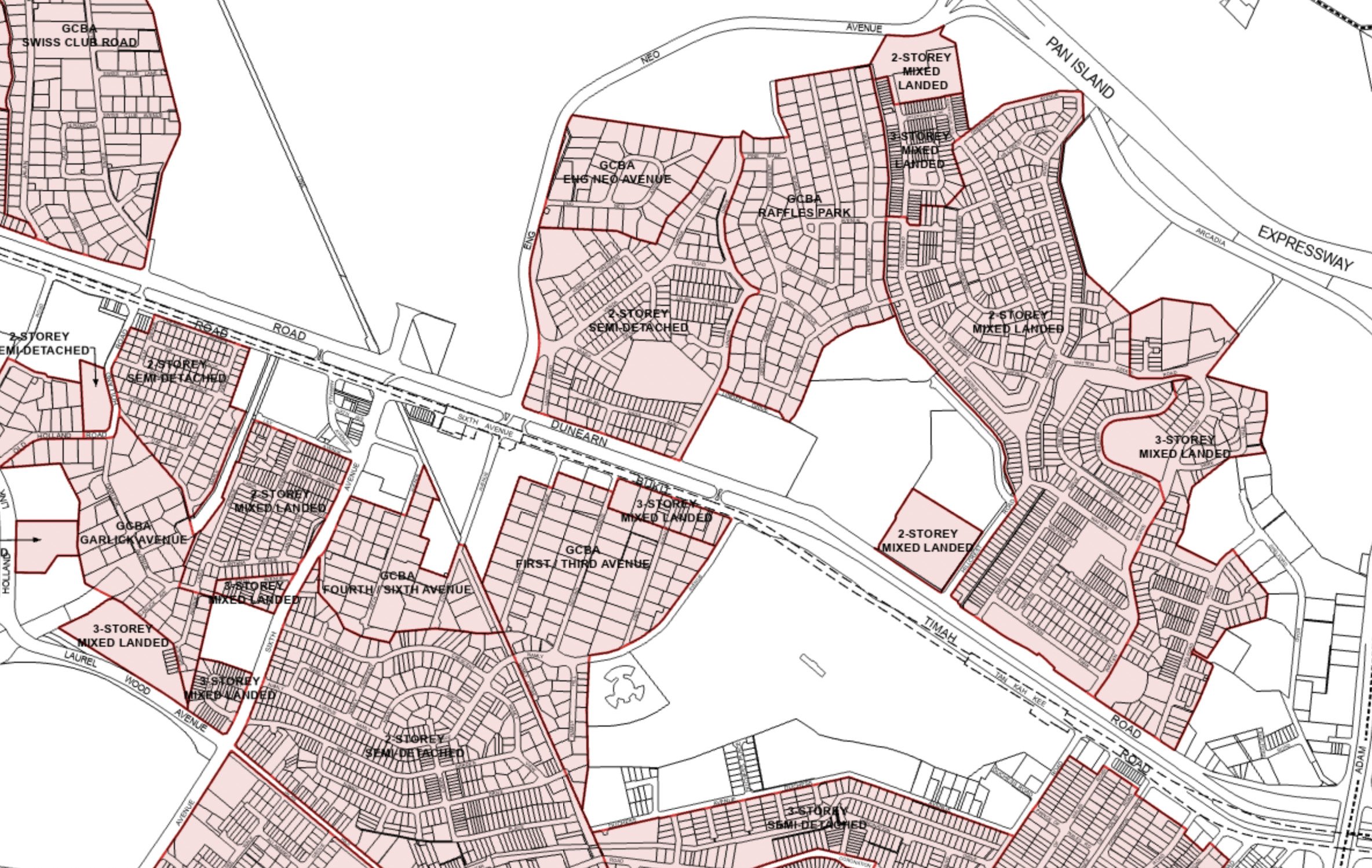 URA control plan showing the landed housing areas 