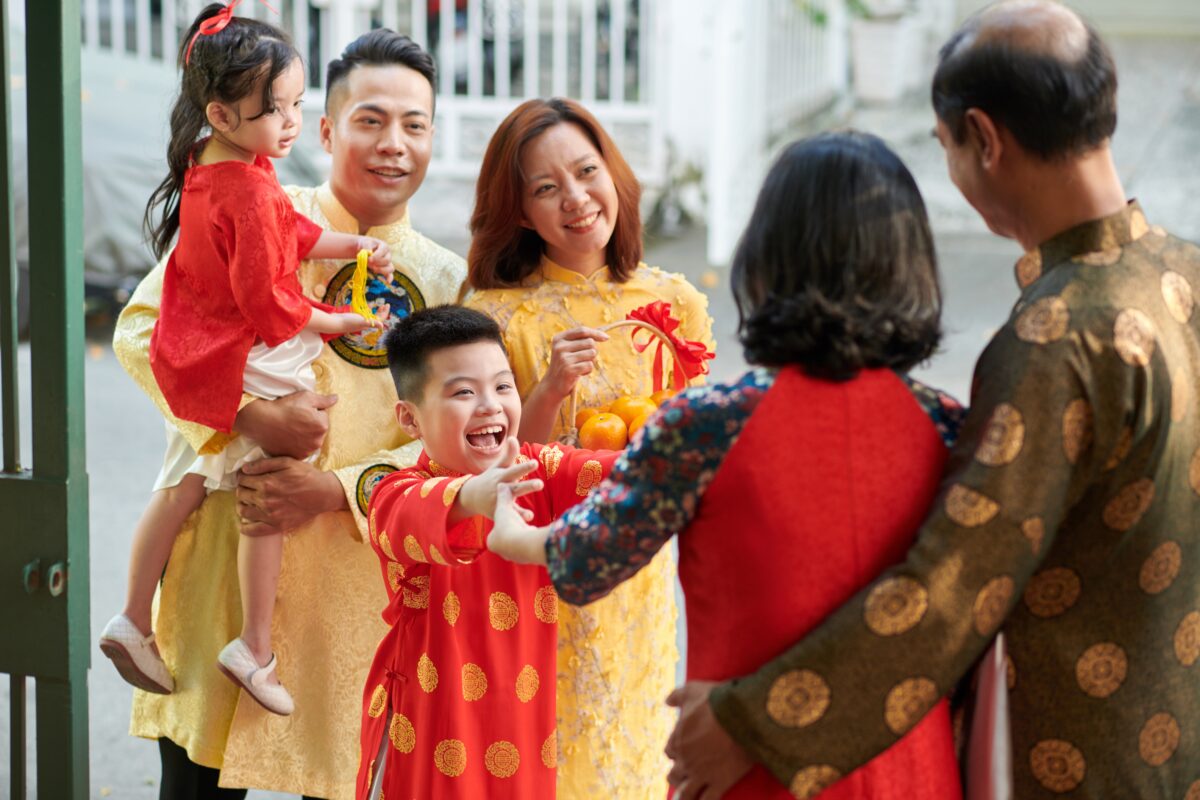 Excited,Kid,Happy,To,Visit,His,Grandparents,For,Chinese,New