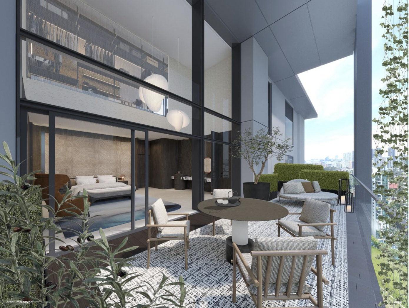 artist's impression of 3 orchard by the park penthouse balcony