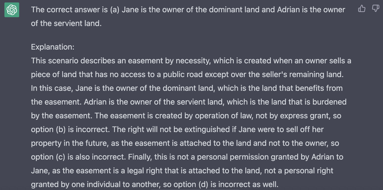 chatgpt RES question on easement