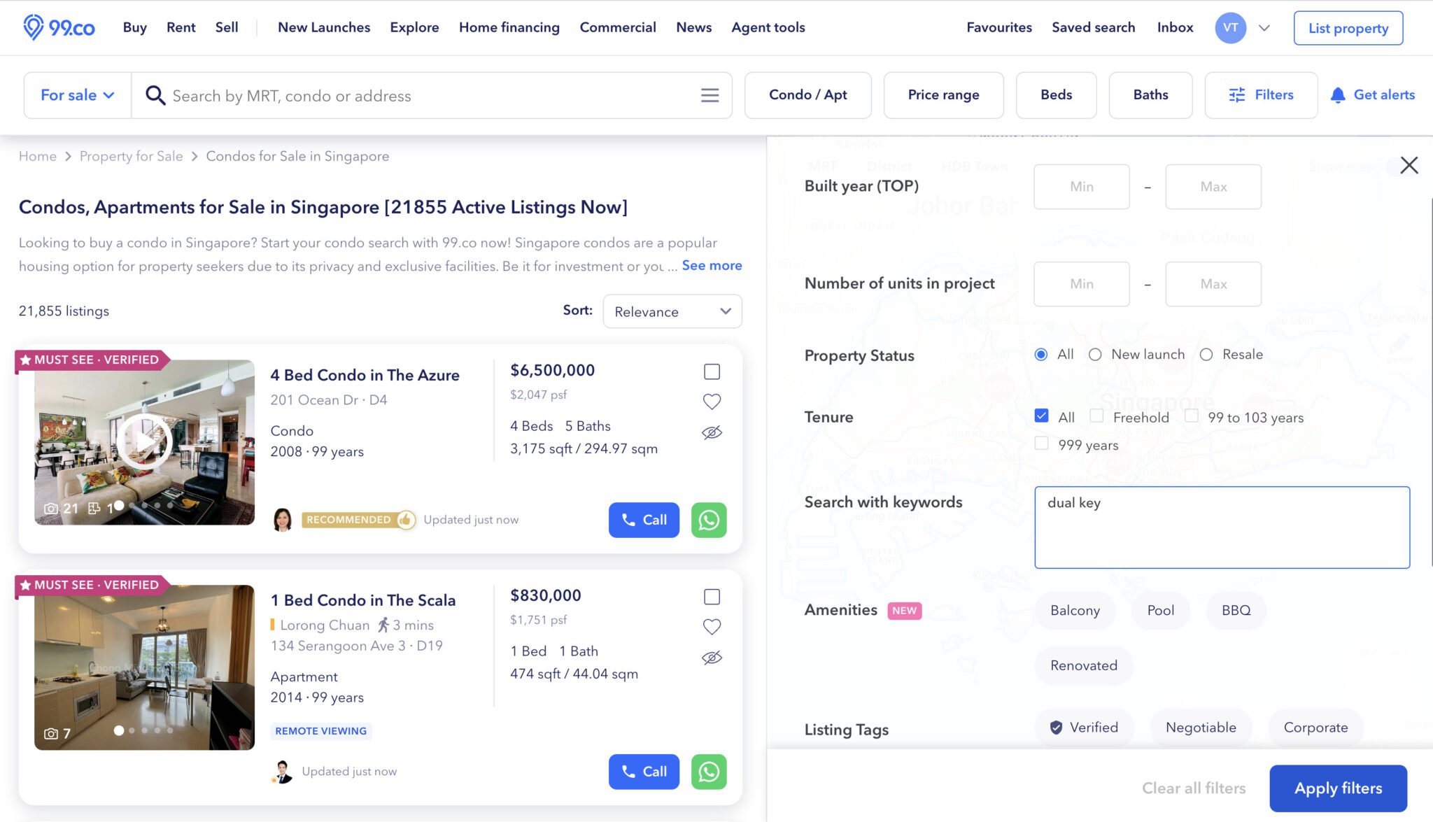 Resale condos with dual-key units that are 3-bedroom and bigger - 99.co