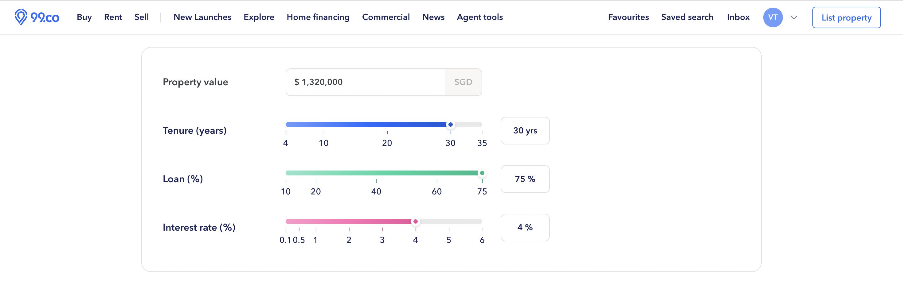 calculate loan for resale ec with 99.co mortgage calculator