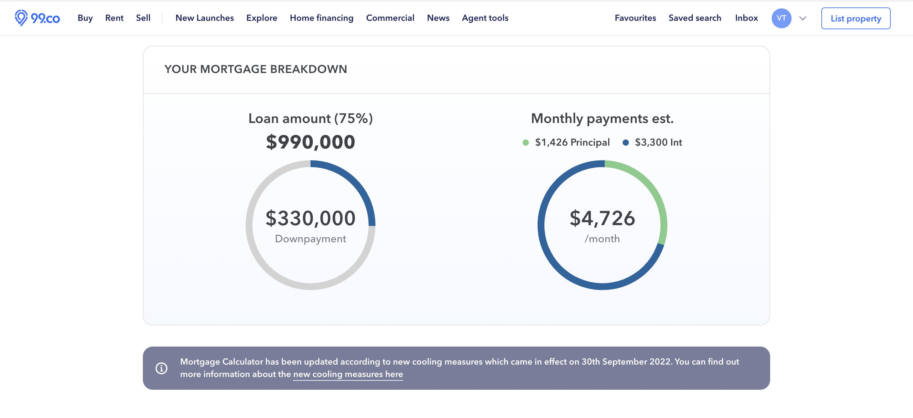 calculate loan for resale ec with 99.co mortgage calculator
