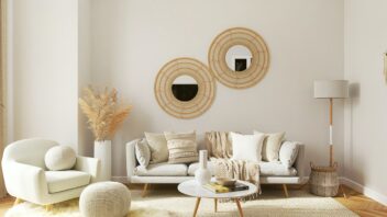 A living room with a couch and a coffee table - home decoration tips