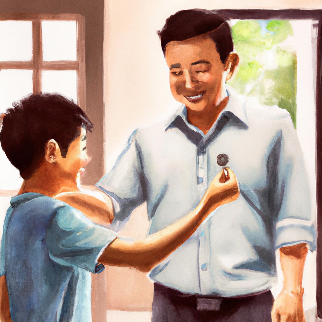 Pastel,Drawing,Artistic,Image,Of,Asian,Father,Gives,Adult,Son