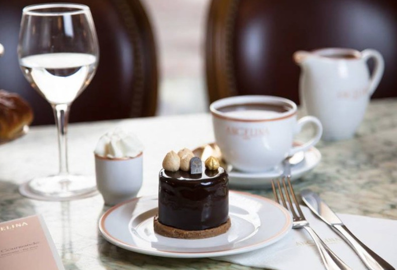 A spread of desserts on a table at Angelina 