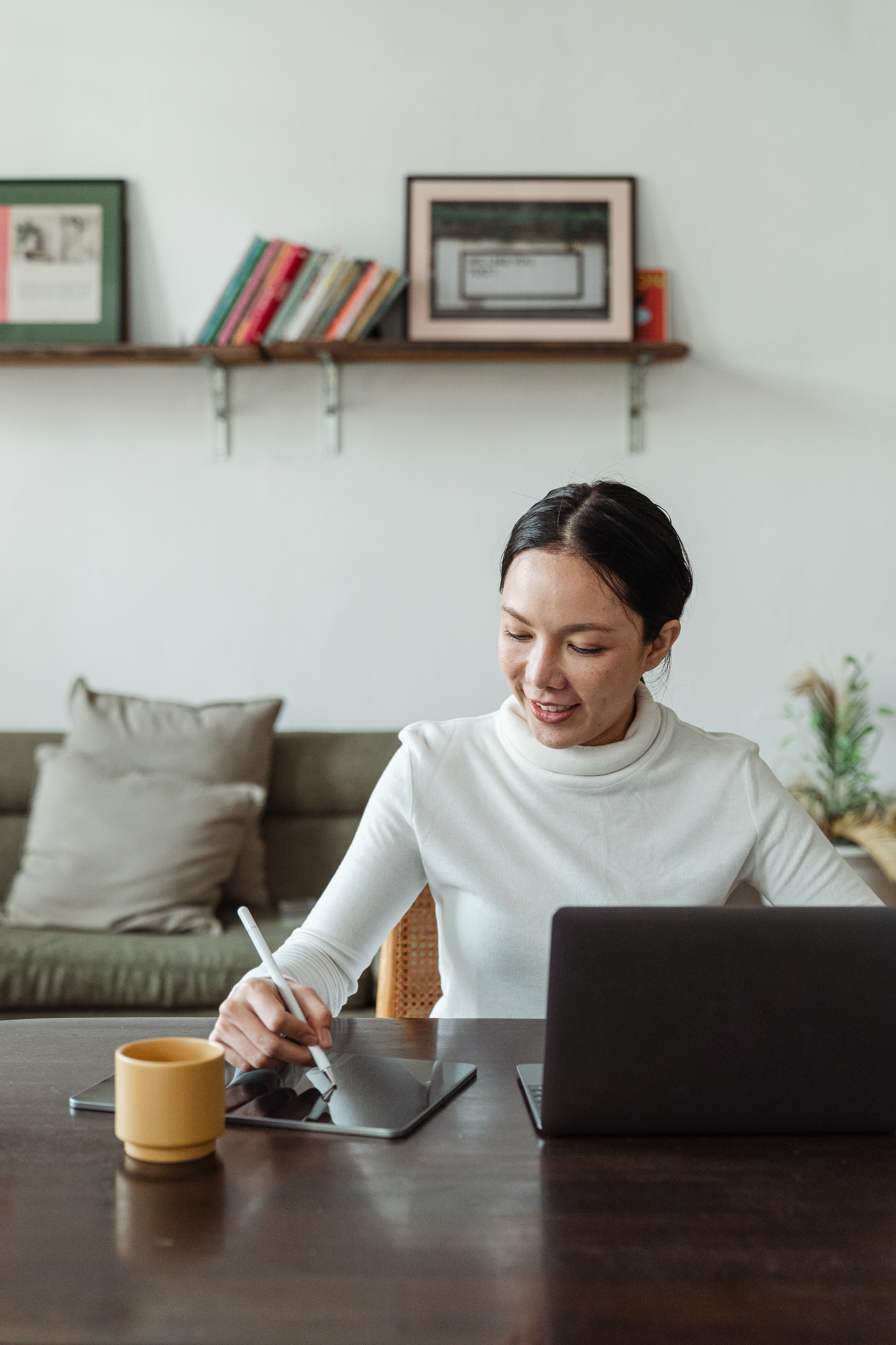 A lady using her laptop