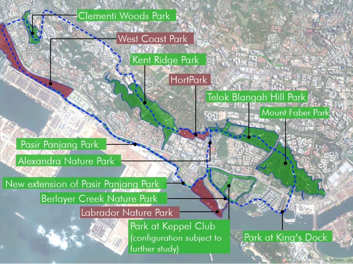 Map of the 13 southern parks which will be linked via curated trails - 13 southern parks