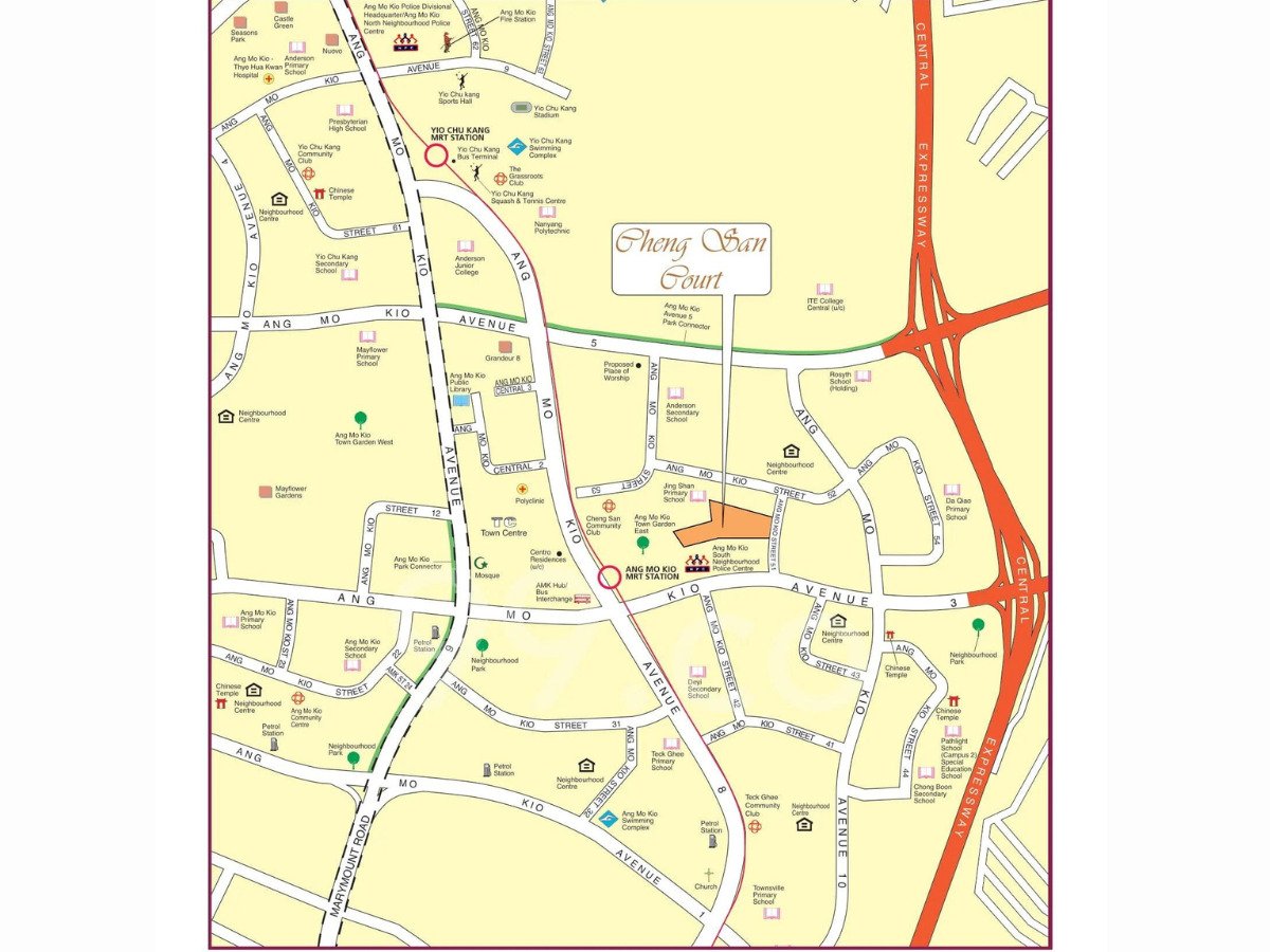 Cheng San court HDB location map