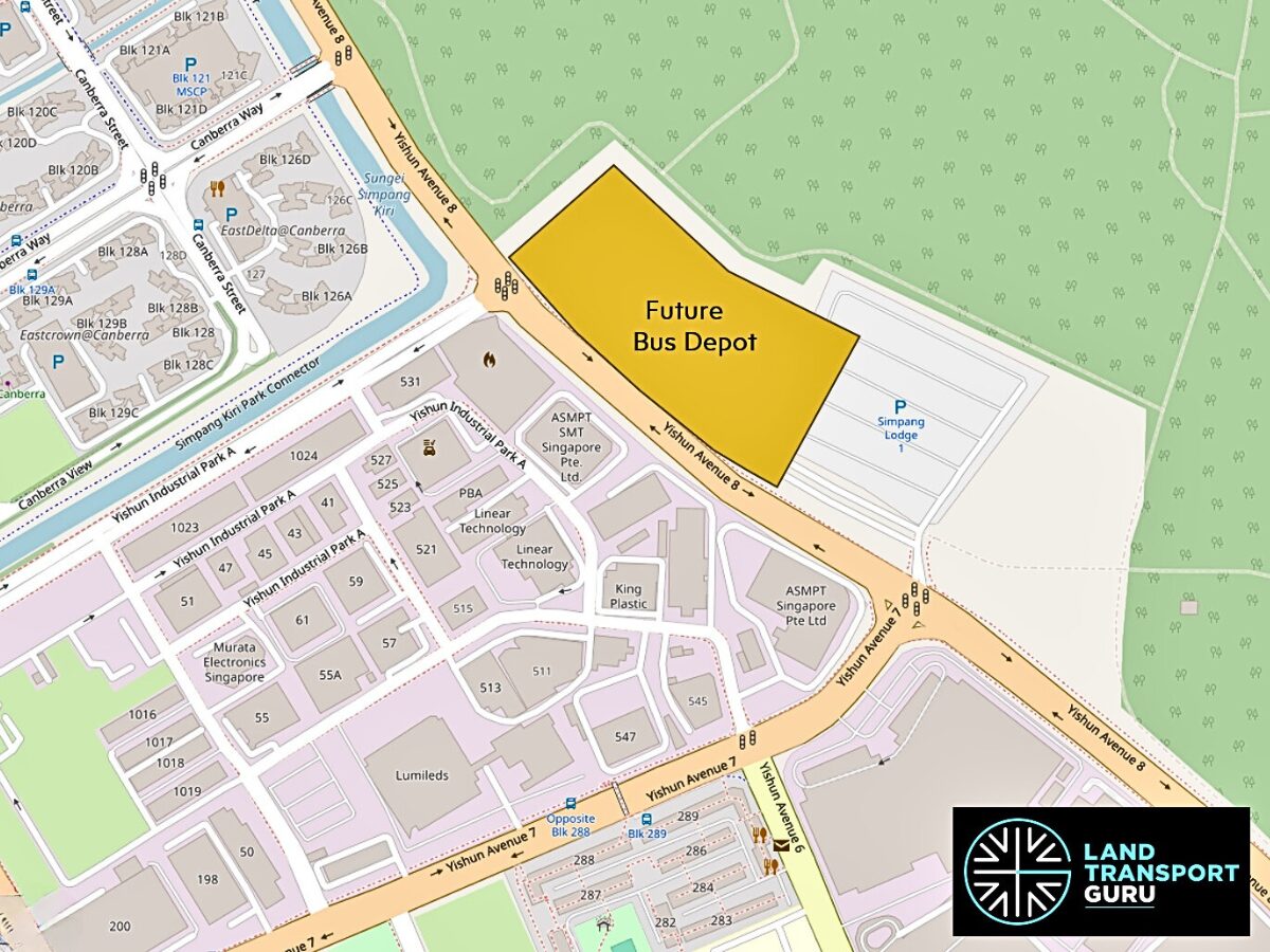 Bus depot map in Simpang area - new bus depot and services