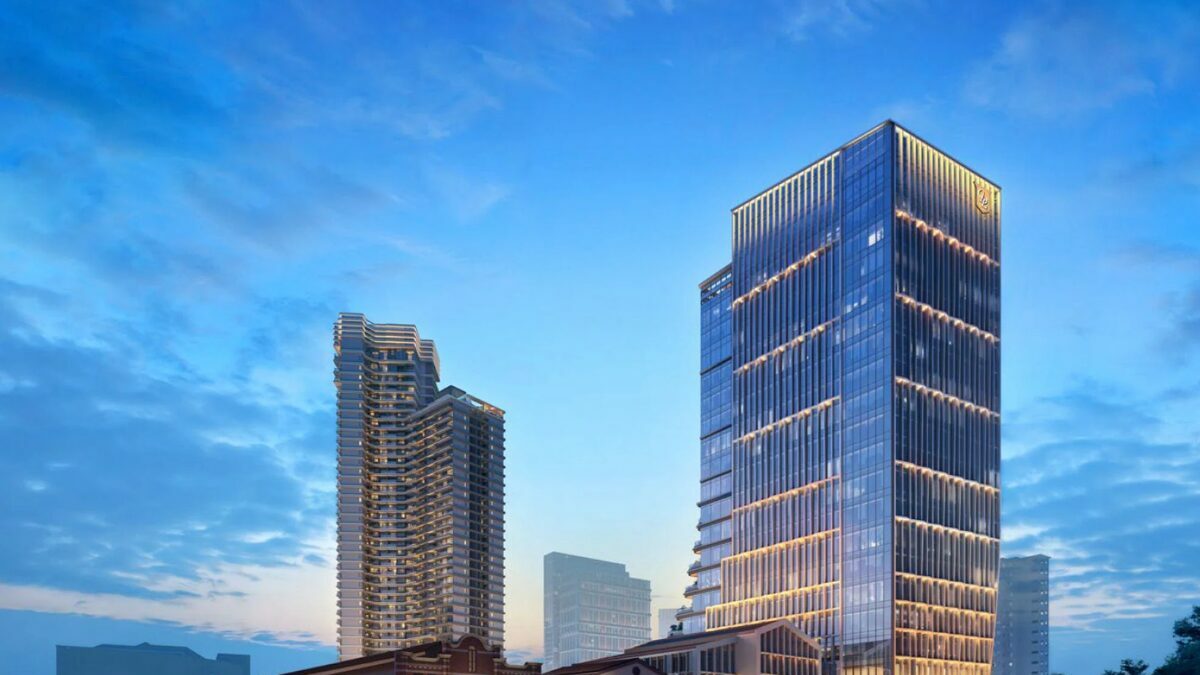 union square residences exterior night