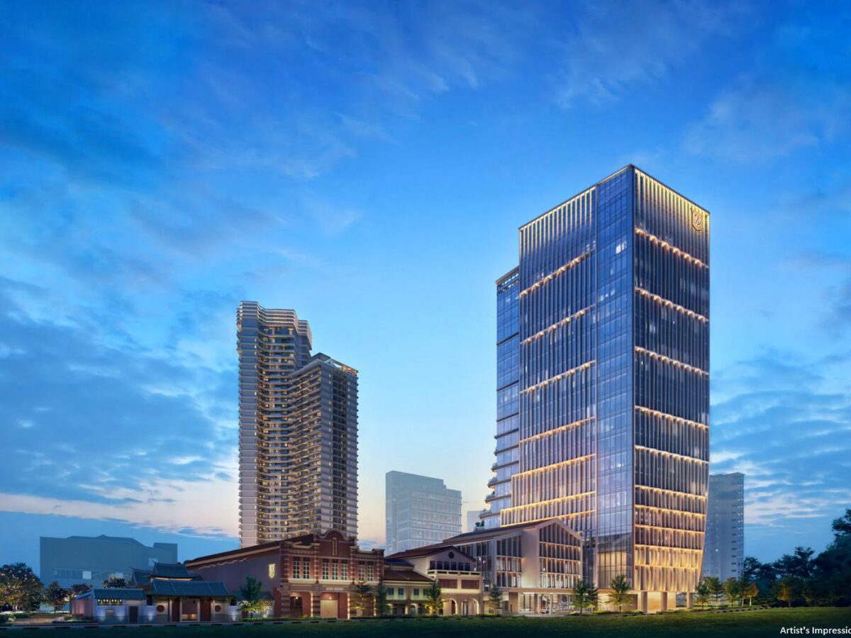 union square residences exterior night