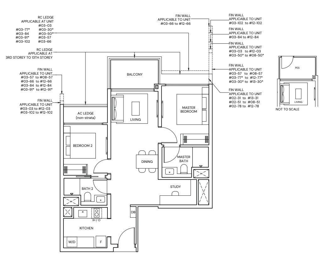 2-bedroom Premium + Study show flat at Parktown Residence
