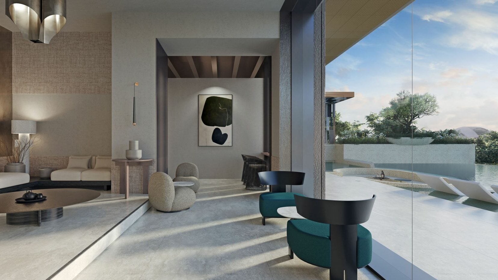 The Retreat clubhouse at Aurea provides ample spaces for recreation and social gatherings.