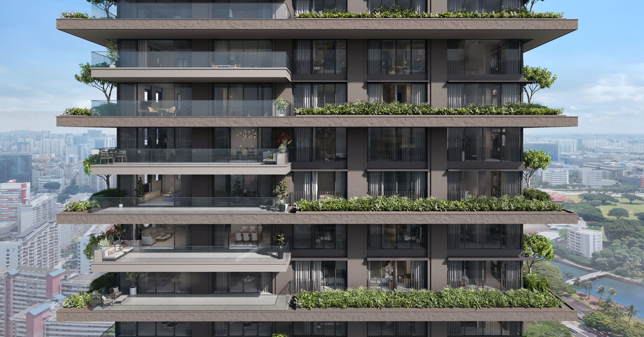 The Sky Villa Collection units occupying the top floors of Aurea - Artist's impression