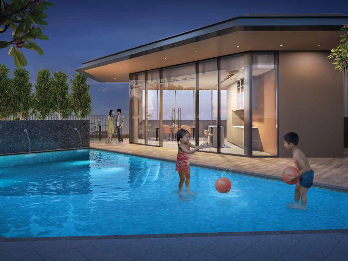 artist impression of arina east residences  kids swimming pool