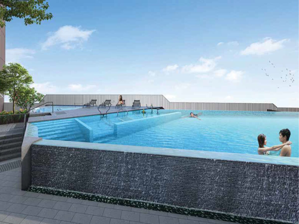 artist impression of arina east residences swimming pool