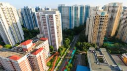 aerial view of public housing in singapore - hdb flats and condos are shrinking