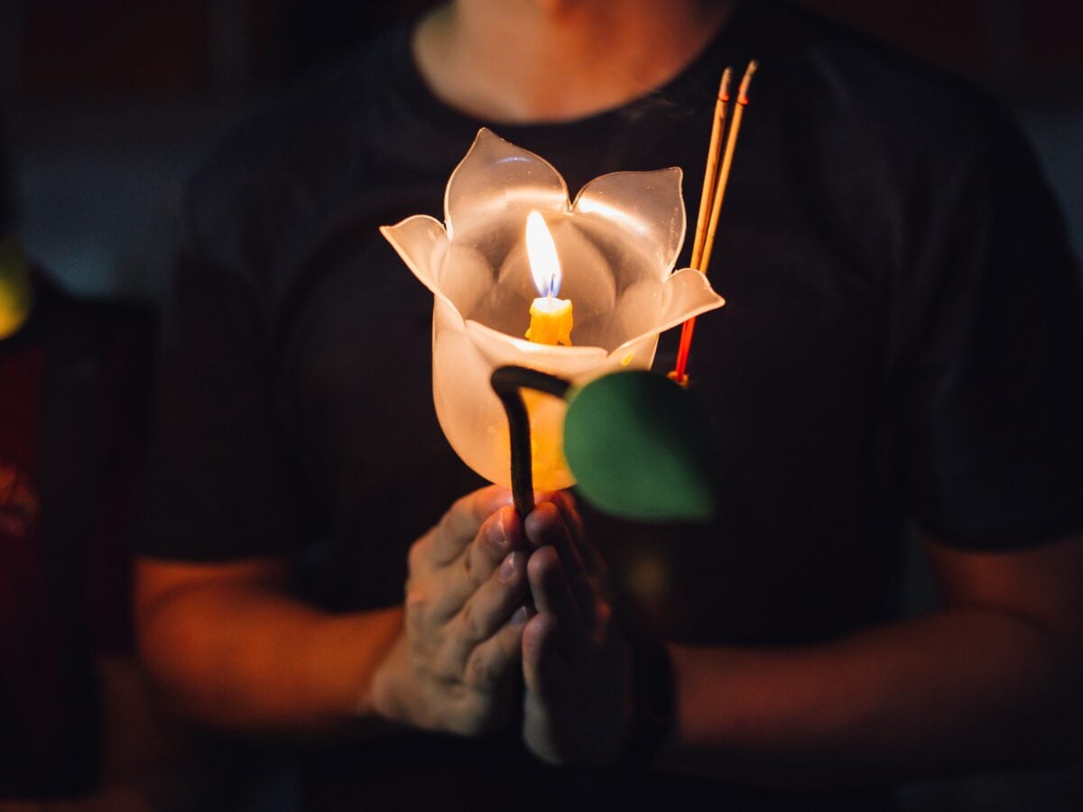 vesak day lotus candle ritual