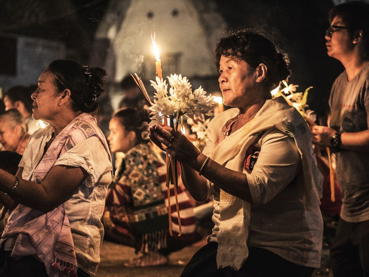 vesak day procession with candles