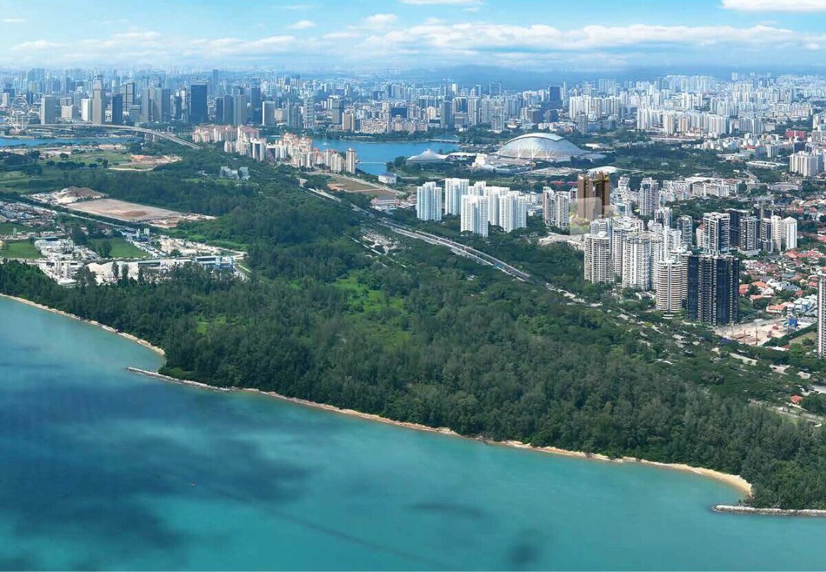artist's impression of how arina east residences would look with the sea nearby