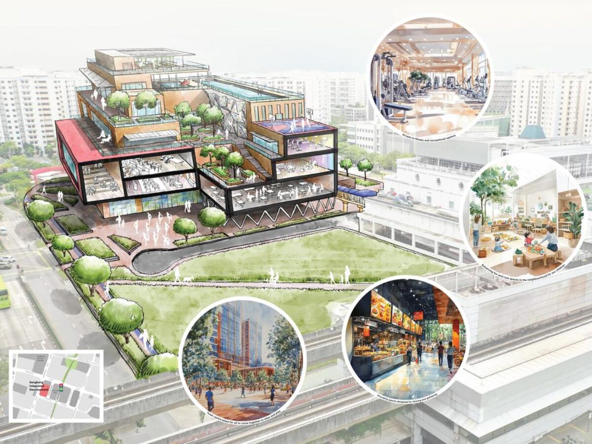 Artist’s impressions of the upcoming integrated community hub in Sengkang.