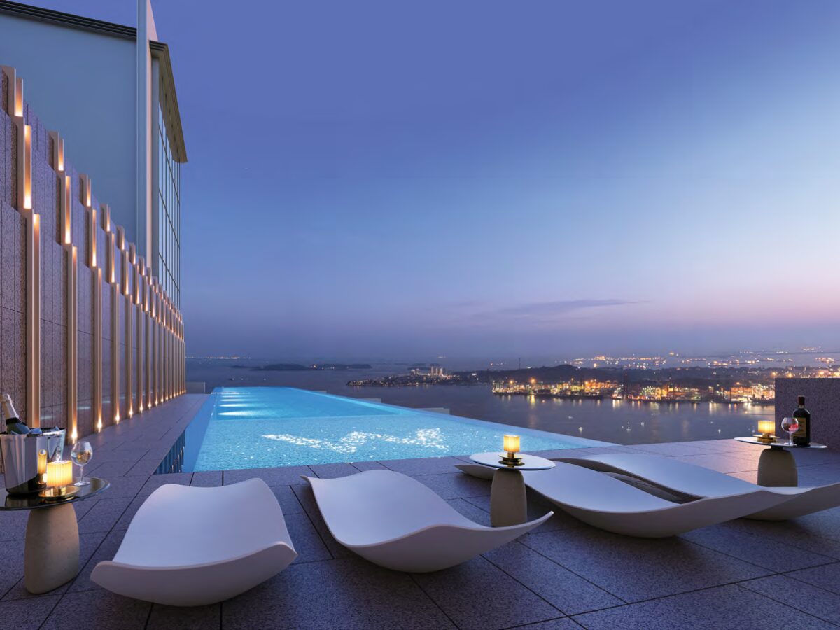 Artist impression of W residences marina view infinity edge sky pool