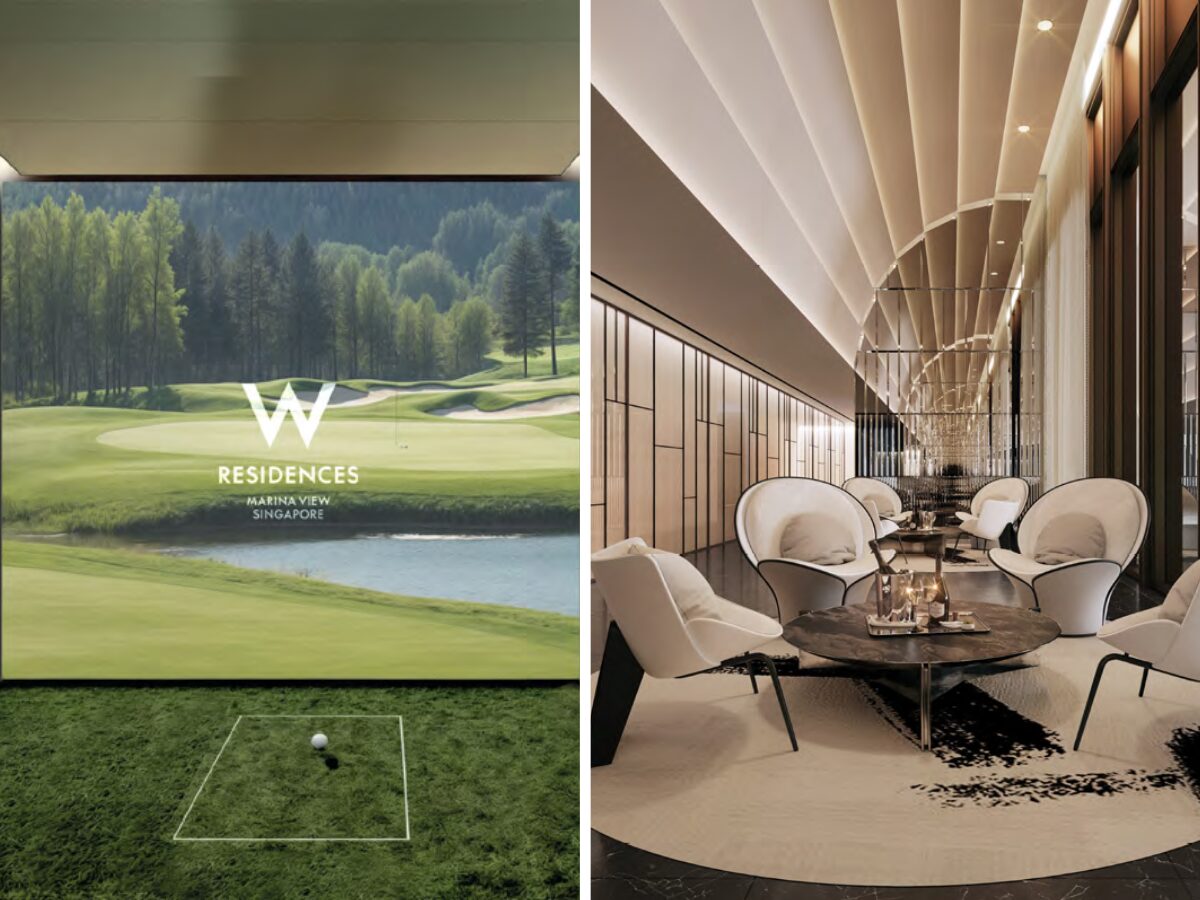 Artist impression of W residences marina view's golf simulator and vip lounge