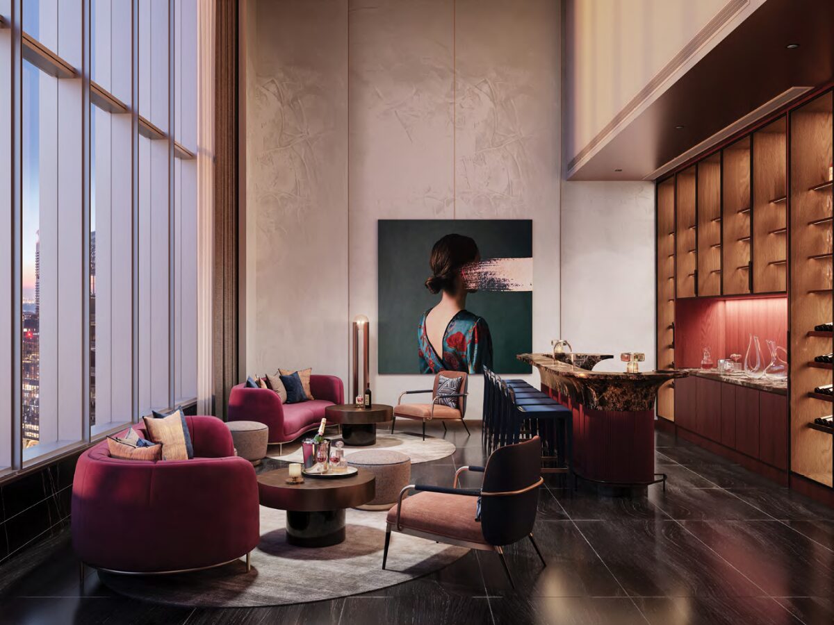 Artist impression of W residences marina view's wine lounge in level 34, Cellar