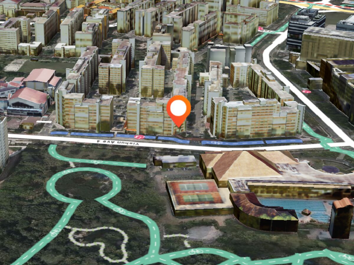OneMap screengrab displaying how Block 654 in Nee Soon Central View could have an unblocked view of greenery